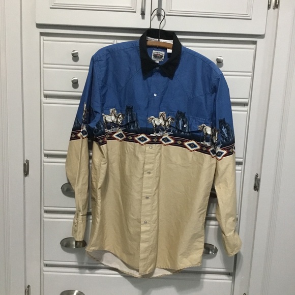 Vintage CUMBERLAND OUTFITTERS Western Horse Pearl Snap Button Long Sleev… - Picture 13 of 13